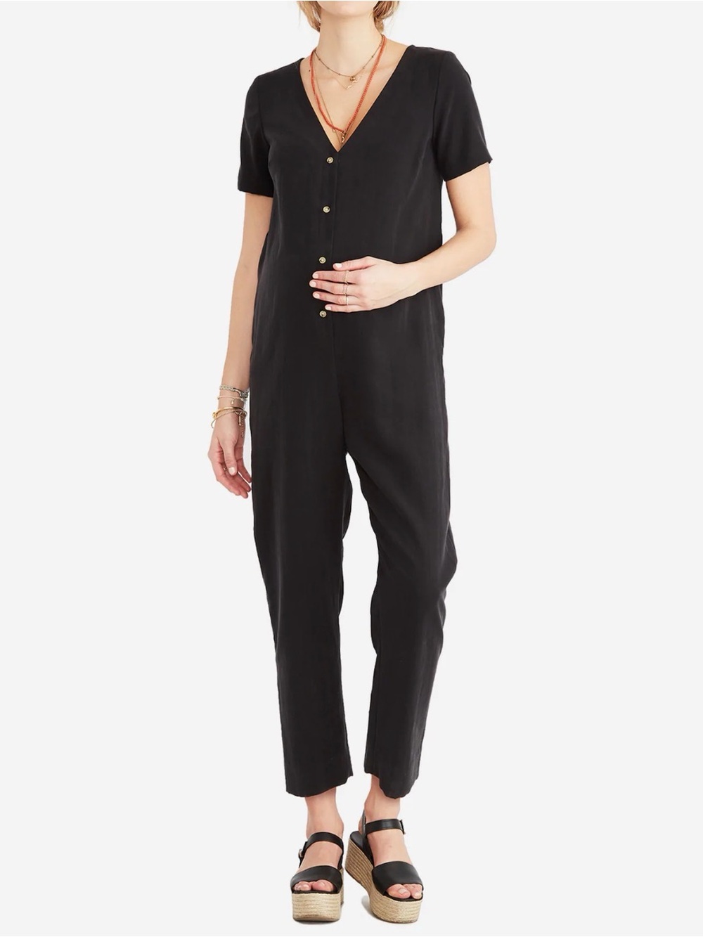 HATCH Collection® Maternity Noelle Button-Front Jumpsuit